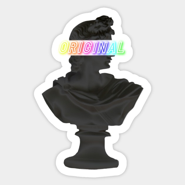 'Original' Neon Statue Art Sticker by HeavenlyTrashy